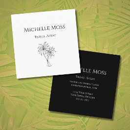 Cartão De Visita Quadrado Palmeiras Tropicais Modernas Desenhando Minimalist