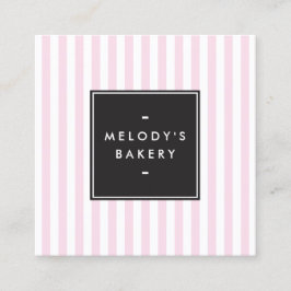 Cartão De Visita Quadrado Panificação das Estrias Brancas e Cor Rosa Retroat