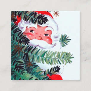 Cartão De Visita Quadrado Papai noel retro do natal vintage