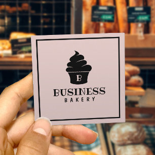 Cartão De Visita Quadrado Papel De Cupcake Minimizado Pink