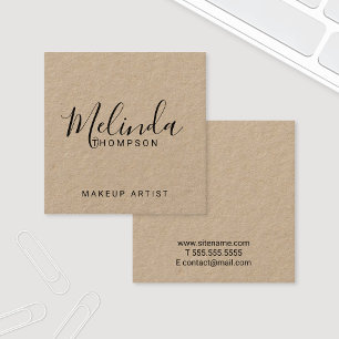 Cartão De Visita Quadrado Papel Kraft de Script Moderno Profissional