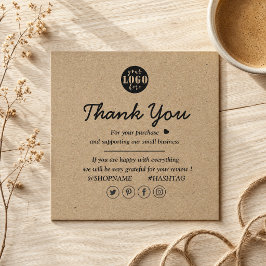 Cartão De Visita Quadrado Papel Kraft Logotipo Personalizado Obrigado Por Ne