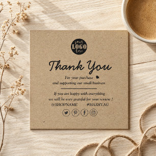Cartão De Visita Quadrado Papel Kraft Logotipo Personalizado Obrigado Por Ne