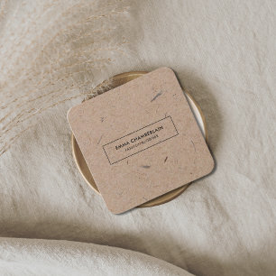 Cartão De Visita Quadrado Papel Kraft minimalista moderno e ecológico