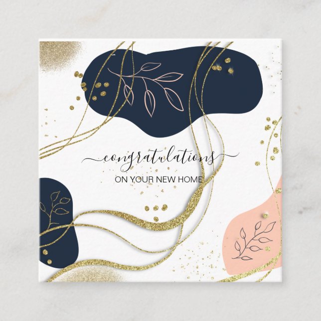 Cartão De Visita Quadrado parabéns no novo agente imobiliário (Frente)