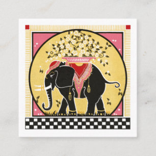 Cartão De Visita Quadrado Parada de Elefante em Amarelo