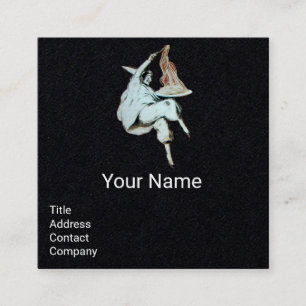 CARTÃO DE VISITA QUADRADO PARTIDO ESPAGHETTI ITALIANO KITCHEN, PRETO RESTAUR