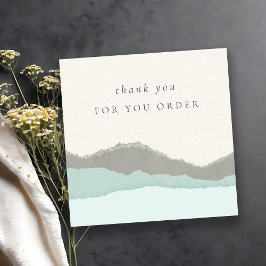 Cartão De Visita Quadrado Pastel Aqua Kraft Mountain Obrigado Seu Pedido