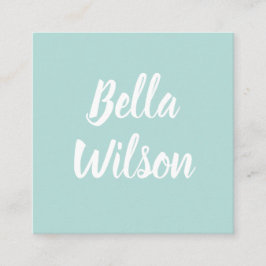 Cartão De Visita Quadrado Pastel minimalista moderno simples na moda azul