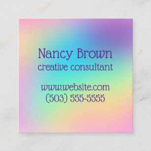 Cartão De Visita Quadrado Pastel Rainbow Gradient Personalizado