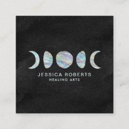 Cartão De Visita Quadrado Pastel Watercolor Moon Fases de Artes de Reparação
