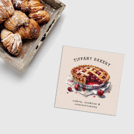 Cartão De Visita Quadrado Pastelaria de Aquarela Pastelaria Personalizada co