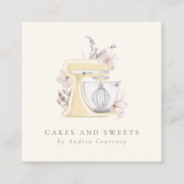 Cartão De Visita Quadrado Pastelaria Pastelaria Chef Misturador de Aquarelas