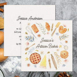 Cartão De Visita Quadrado Pastelaria Personalizada De Pastas