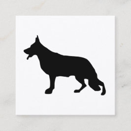 Cartão De Visita Quadrado Pastor Cão legal preto