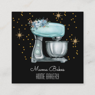 Cartão De Visita Quadrado Pastor Preto-Pasteleiro