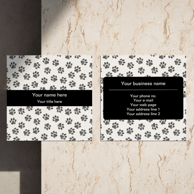 Cartão De Visita Quadrado Patas, Patas-Cães, Patas-Gatos, Patas-Negras (Criador carregado)
