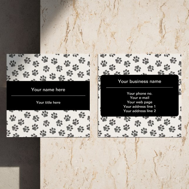 Cartão De Visita Quadrado Patas, Patas-Cães, Patas-Gatos, Patas-Negras (Criador carregado)