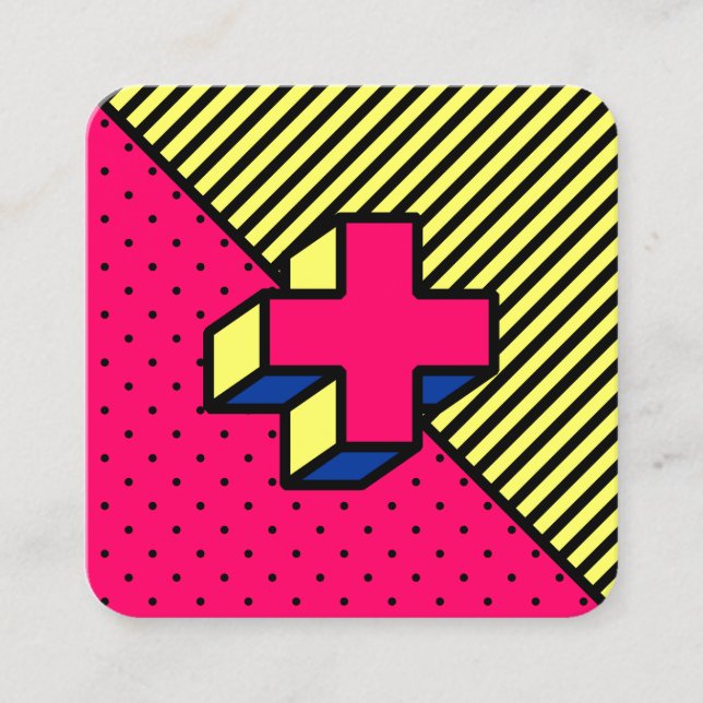 Cartão De Visita Quadrado Patch Neo-Memphis - Sinal Cross/Plus (Frente)