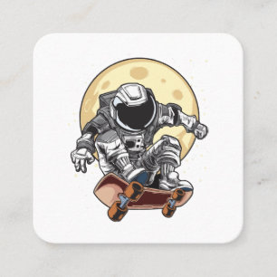 Cartão De Visita Quadrado Patins Astronauta