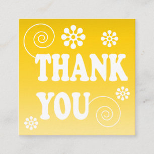 Cartão De Visita Quadrado Pedido de giro retrô - Obrigado amarelo