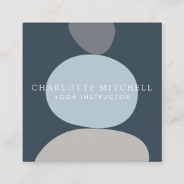 Cartão De Visita Quadrado Pedras Abstrato modernas, logotipo azul Yoga, mass