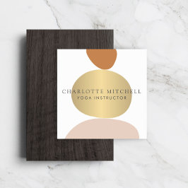 Cartão De Visita Quadrado Pedras modernas de Abstrato Zen Logotipo Dourado Y