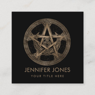 Cartão De Visita Quadrado Pentagram Triskelion Moon