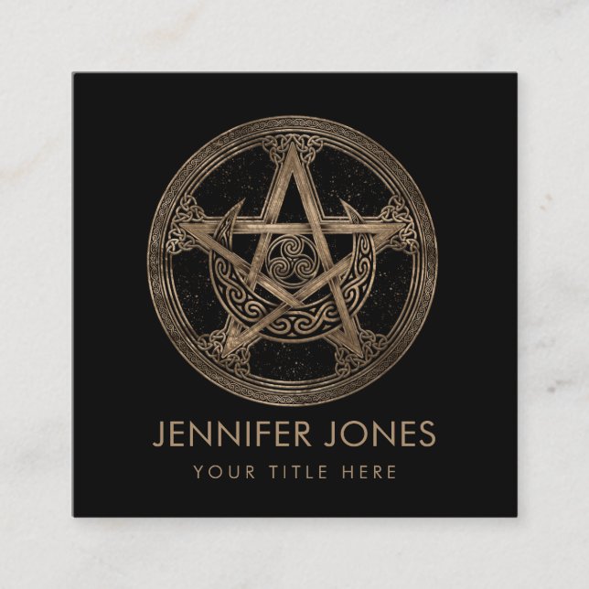 Cartão De Visita Quadrado Pentagram Triskelion Moon (Frente)
