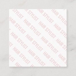 Cartão De Visita Quadrado Penteado com padrão de texto repetitivo, cor-de-ro