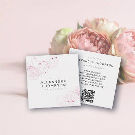 Cartão De Visita Quadrado Peony Elegant Modern Minimalista Chic De Esquema F