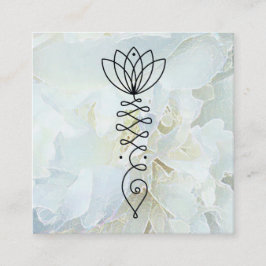 Cartão De Visita Quadrado *~* Peony Lotus Heart Healer Massage Reiki Yoga
