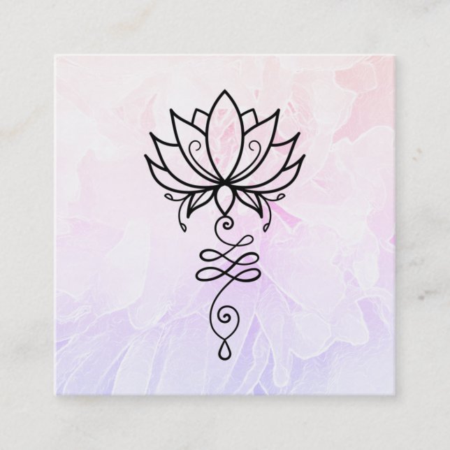 Cartão De Visita Quadrado *~ Peony Nirvana Sacred Geometry Reiki Lotus (Frente)