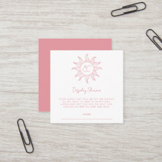 Cartão De Visita Quadrado Pequeno Chá de fraldas de Tela Sunshine Rosa