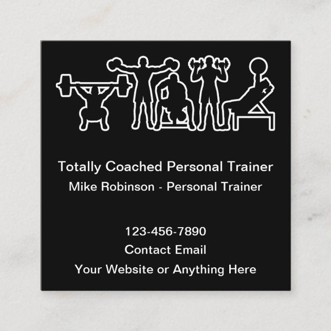 Cartão De Visita Quadrado Personal Fitness Trainer Business Cards Unique (Frente)