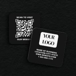 Cartão De Visita Quadrado PERSONALISED Modern Black and QR CodeBusiness Card