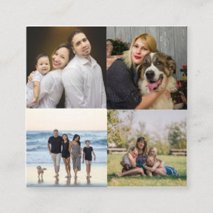 Cartão De Visita Quadrado Personalização da Colagem de Fotos da Família Mode