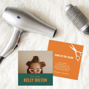 Cartão De Visita Quadrado Personalizar Retro Hairdresser Barber Salon de Fot
