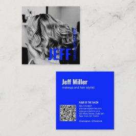 Cartão De Visita Quadrado Personalizar Salão de Hairstylist Minimalista de F