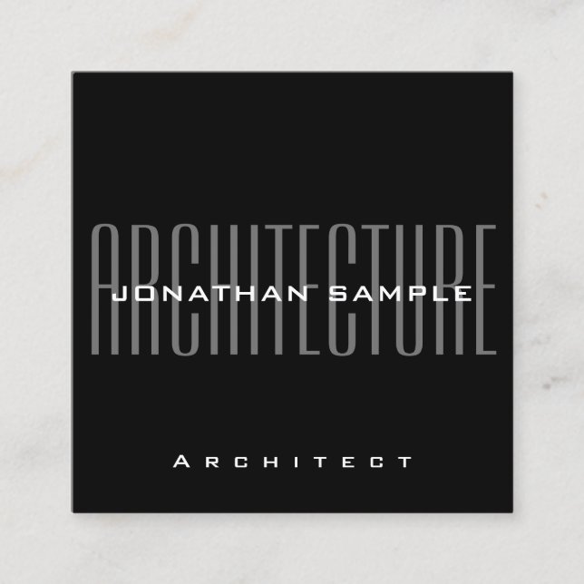 Cartão De Visita Quadrado Personalize o arquiteto de negócios moderno Elegan (Frente)