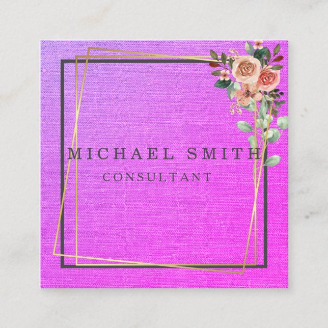 Cartão De Visita Quadrado Personalized Custom Minimalist Modern QR Code Logo (Frente)