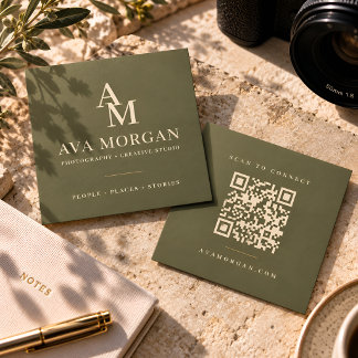 Cartão De Visita Quadrado Personalized QR Code Modern Square