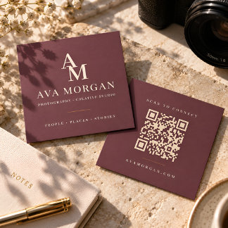 Cartão De Visita Quadrado Personalized QR Code Modern Square