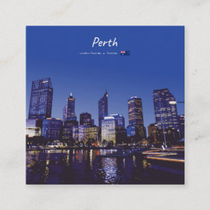 Cartão De Visita Quadrado Perth, Austrália - Silhueta da Cidade à Noite