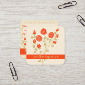 Cartão De Visita Quadrado Pêssego Com Floral De Laranja