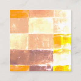 Cartão De Visita Quadrado Pêssego de Xadrez Amarelo