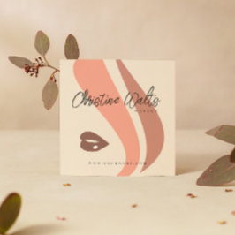 Cartão De Visita Quadrado Pêssego Suave Moderno e Artista Terrestre QR