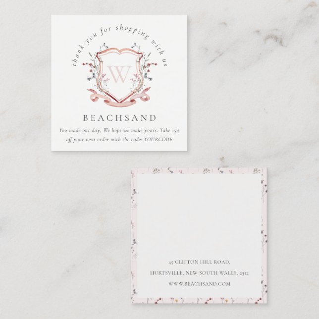 Cartão De Visita Quadrado Peste Vermelha Rosa De Flor Selvagem Obrigado Por  (Frente/Verso)