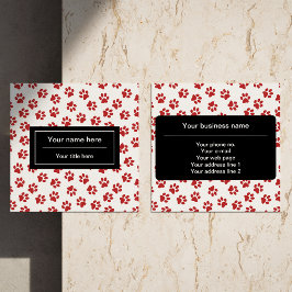 Cartão De Visita Quadrado Pestores De Patas, Patas De Cães, Patas De Gato, P