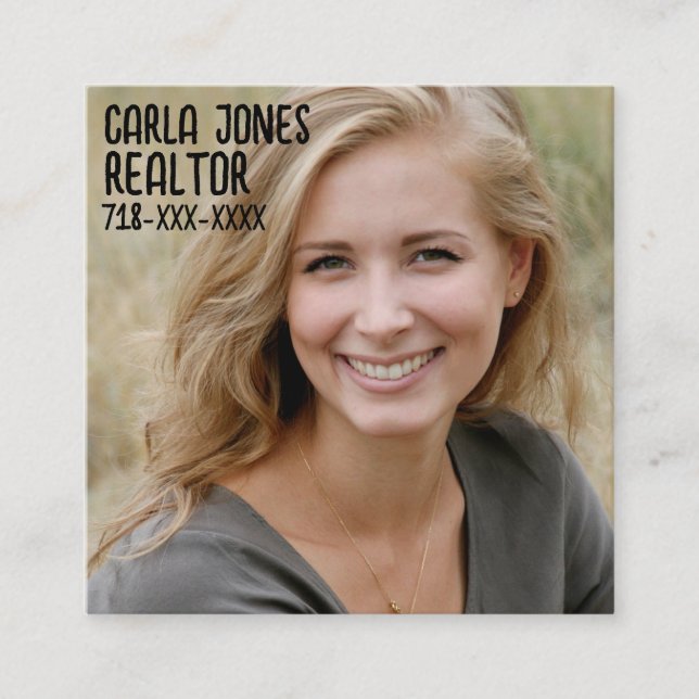 CARTÃO DE VISITA QUADRADO PHOTO CUSTOM MODERN BUSINESS CARDS (Frente)